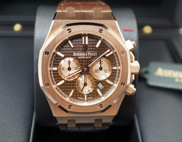 BRAND NEW Audemars PIGUET ROYAL OAK CHRONOGRAPH PINK GOLD BROWN DIAL 26331OR FULL SET