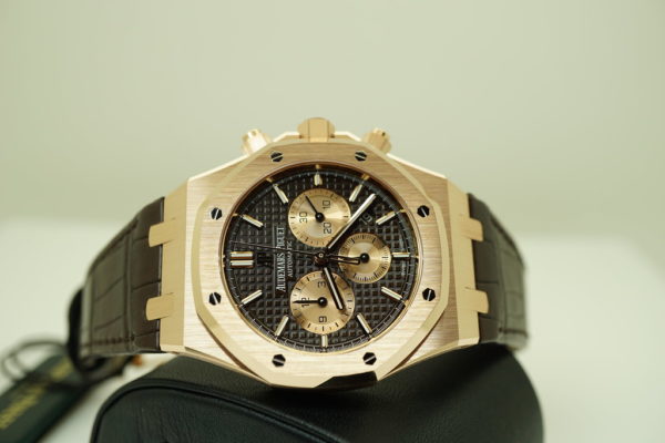 BRAND NEW Audemars PIGUET ROYAL OAK CHRONOGRAPH PINK GOLD BROWN DIAL 26331OR FULL SET