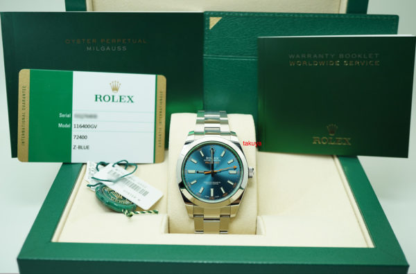 MINT Rolex 116400GV MILGAUSS Z-BLUE DIAL RANDOM SERIAL 2019 WARRANTY FULL SET