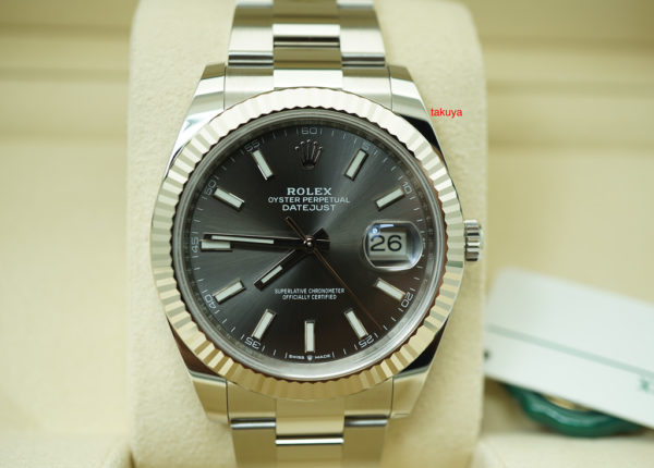 BRAND NEW Rolex 126334 DATEJUST 41 WG FLUTED BEZEL DARK RHODIUM DIAL OYSTER BAND FULL SET