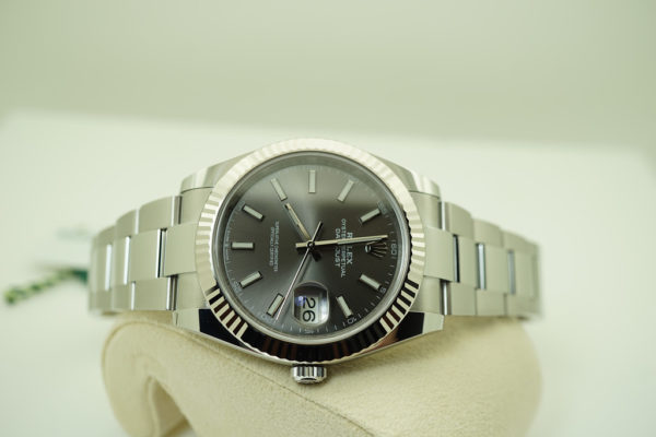 BRAND NEW Rolex 126334 DATEJUST 41 WG FLUTED BEZEL DARK RHODIUM DIAL OYSTER BAND FULL SET