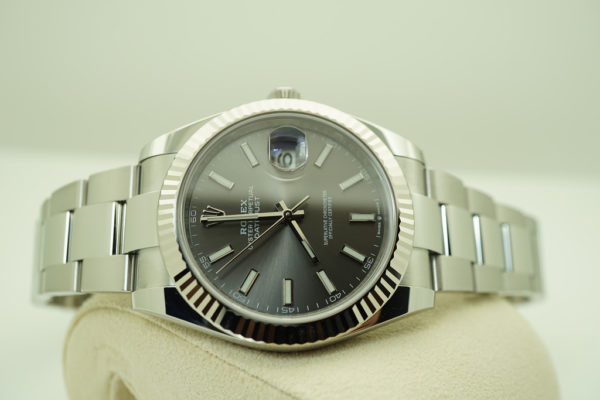 BRAND NEW Rolex 126334 DATEJUST 41 WG FLUTED BEZEL DARK RHODIUM DIAL OYSTER BAND FULL SET