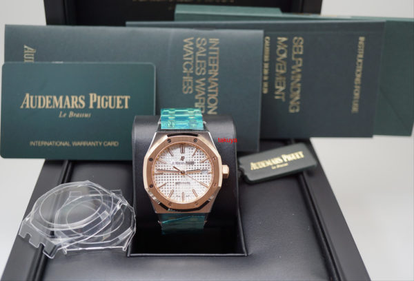 BRAND NEW Audemars PIGUET ROYAL OAK 15450SR 18K PINK GOLD STEEL 2019 37MM FULL SET