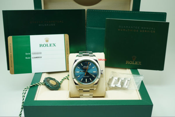 Rolex 116400GV MILGAUSS Z-BLUE DIAL RANDOM SERIAL 2019 WARRANTY FULL SET