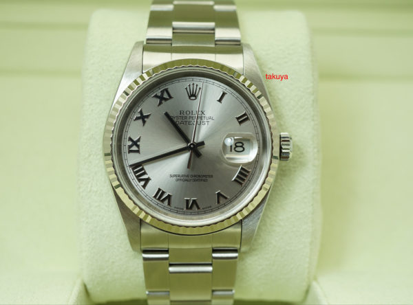 Rolex 16234 DATEJUST FLUTED BEZEL RHODIUM ROMAN DIAL OYSTER F SERIAL FULL SET