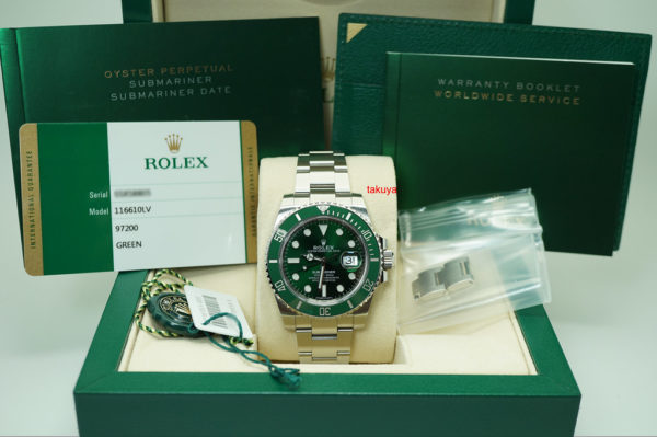 Rolex 116610LV SUBMARINER HULK CERAMIC GREEN DIAL RANDOM 2018 WARRANTY FULL SET