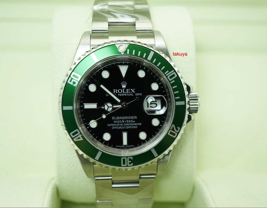 Authentic Rolex Submariner 16610LV Kermit Engraved Rehaut