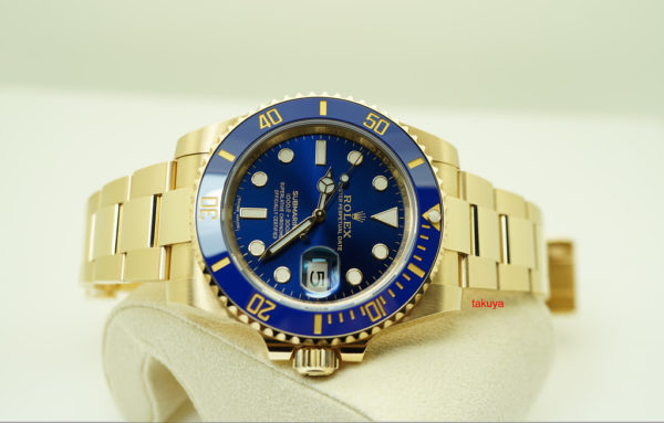 Rolex 116618LB SUBMARINER GOLD CERAMIC SUNBURST BLUE DIAL 2019 WARRANTY FULL SET