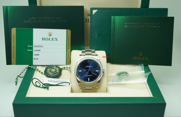 Rolex 114300 OYSTER PERPETUAL NO DATE BLUE DIAL 39MM WARRANTY FULL SET