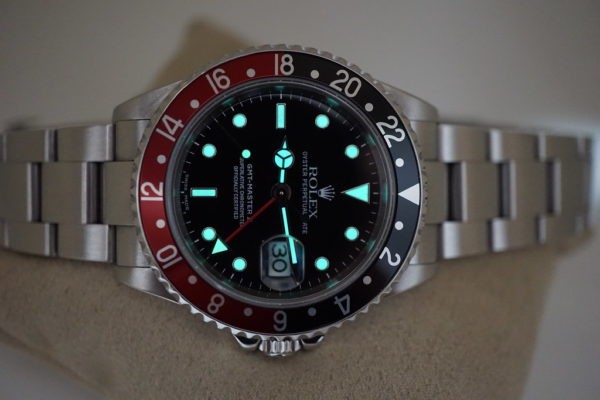 Rolex 16710A GMT MASTER II COKE RED BLACK BEZEL P SERIAL BOXES PAPERS