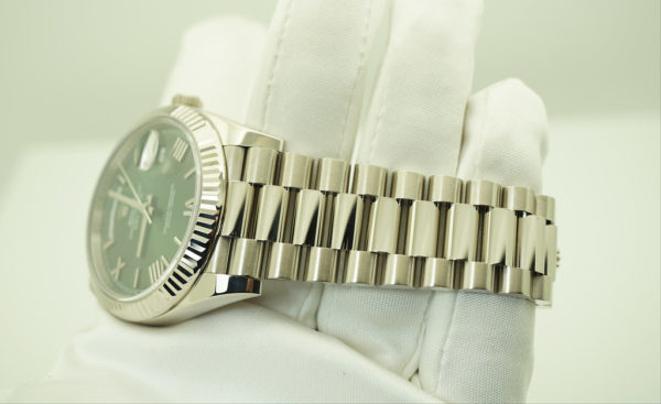 Rolex 228239 DAY DATE 18K WHITE GOLD GREEN ROMAN DIAL 40MM WARRANTY FULL SET