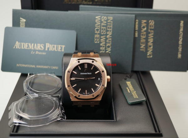 BRAND NEW Audemars PIGUET ROYAL OAK 15500OR ROSE GOLD BLACK DIAL 41MM 2019 FULL SET