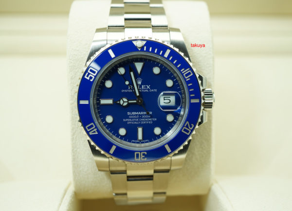 Rolex 116619LB 18K WHITE GOLD SUBMARINER BLUE SMURF 2019 WARRANTY FULL SET