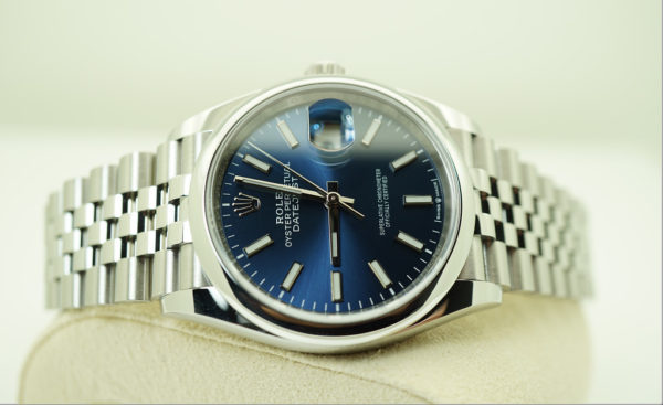 Rolex 126200 DATEJUST 36 STEEL BLUE STICK DIAL JUBILEE BAND WARRANTY FULL SET