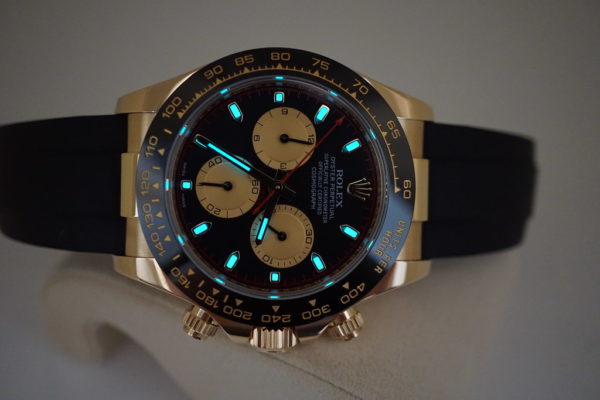 Rolex 116518LN 18K YG DAYTONA PAUL NEWMAN DIAL CERAMIC BEZEL OYSTERFLEX 2018 FULL SET