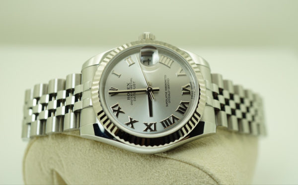 Rolex 178274 DATEJUST 31MM FLUTED BEZEL JUBILEE RHODIUM ROMAN DIAL FULL SET