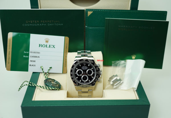 Rolex 116500 COSMOGRAPH DAYTONA CERAMIC BEZEL BLACK DIAL 2018 WARRANTY FULL SET