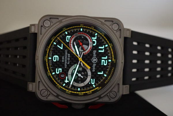 MINT Bell & Ross AVAITION LIMITED EDITION CHRONO TITANIUM CASE CARBON FIBRE DIAL FULL SET