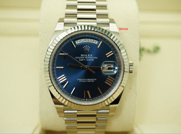 BRAND NEW Rolex 228239 DAY DATE 18K WHITE GOLD BLUE ROMAN DIAL 40MM 2019 FULL SET