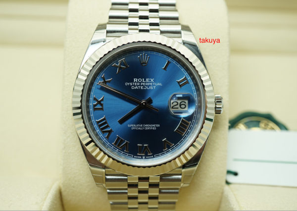 BRAND NEW Rolex 126334 DATEJUST 41 FLUTED BEZEL AZZURRO BLUE DIAL JUBILEE FULL SET