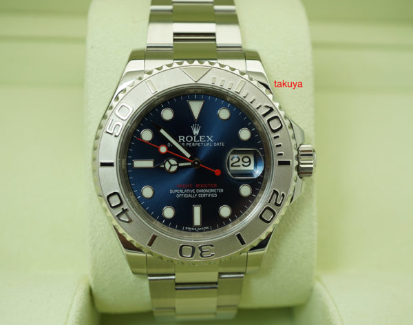 Rolex 116622 YACHTMASTER STEEL PLATINUM BEZEL BLUE DIAL 40MM WARRANTY FULL SET