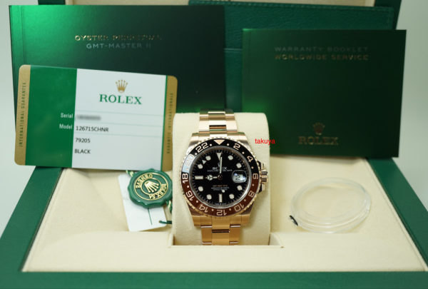 BRAND NEW Rolex 126715CHNR GMT MASTER II 18K ROSE GOLD ROOTBEER CERAMIC 2019 FULL SET