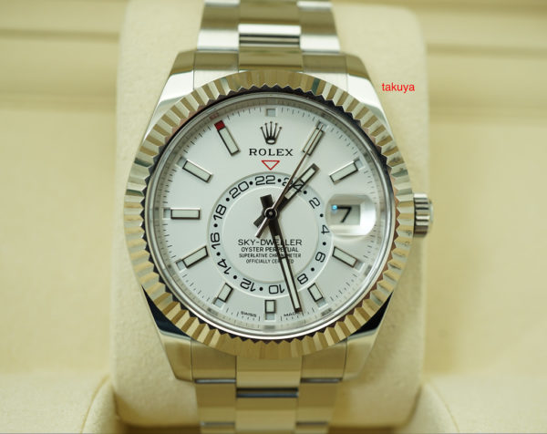 Rolex 326934 SKY-DWELLER STAINLESS STEEL WHITE DIAL WARRANTY COMPLETE SET