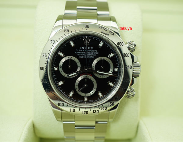 Rolex 116520 DAYTONA STAINLESS STEEL BLACK DIAL V SERIAL NEWER CLASP FULL SET