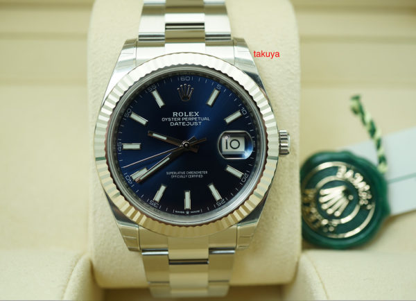 BRAND NEW Rolex 126334 DATEJUST 41 FLUTED BEZEL BLUE STICK DIAL OYSTER 2020 FULL SET