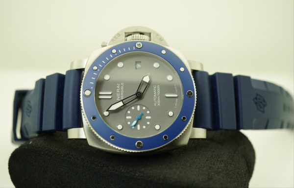 Panerai PAM 959 LUMINOR SUBMERSIBLE GREY DIAL BLUE BEZEL 42MM 2019 WARRANTY FULL SET