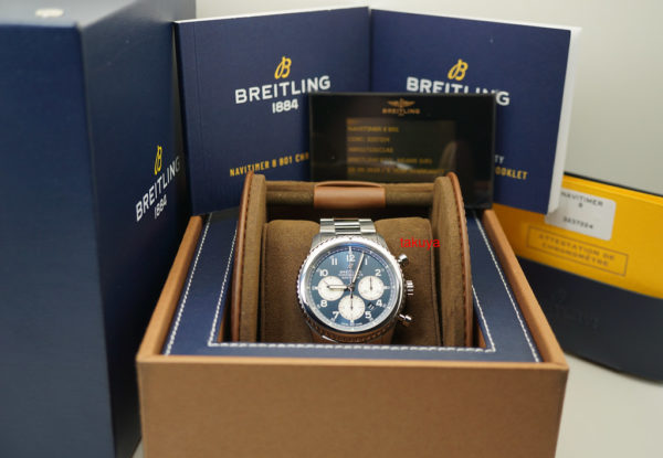 Breitling NAVITIMER 8 B01 CHRONOGRAPH AUTOMATIC BLUE DIAL 43MM WARRANTY FULL SET