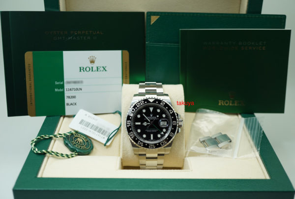 Rolex 116710LN GMT MASTER II CERAMIC BEZEL RANDOM SERIAL 2019 WARRANTY FULL SET