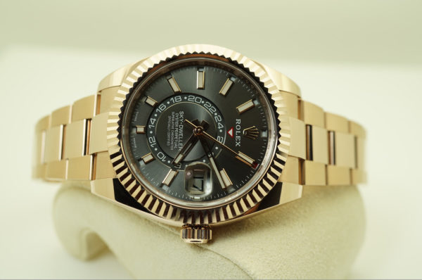 Rolex 326935 SKY-DWELLER 18K ROSE GOLD DARK RHODIUM DIAL 2019 WARRANTY FULL SET