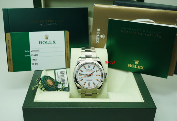 Rolex 116400 MILGAUSS WHITE DIAL V SERIAL 40MM 2018 WARRANTY COMPLETE SET