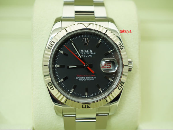 Rolex 116264 DJ TURN-O-GRAPH 18K WG BEZEL BLACK DIAL SERVICED WARRANTY FULL SET