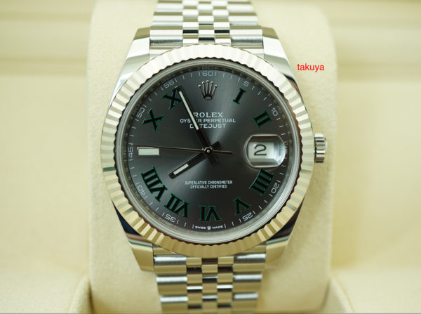 Rolex 126334 DATEJUST 41 FLUTED BEZEL WIMBLEDON DIAL JUBILEE 2018 WARRANTY FULL SET