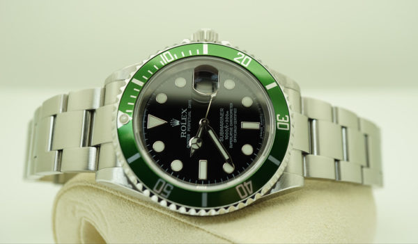 Rolex 16610LV SUBMARINER KERMIT GREEN BEZEL 50TH ANNIVERSARY RSC SERVICED FULL SET