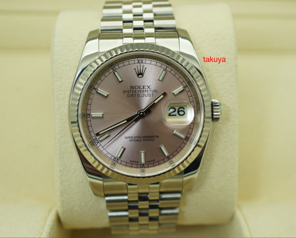 Rolex 116234 DATEJUST 36MM PINK STICKS DIAL JUBILEE RANDOM SERIAL FULL SET