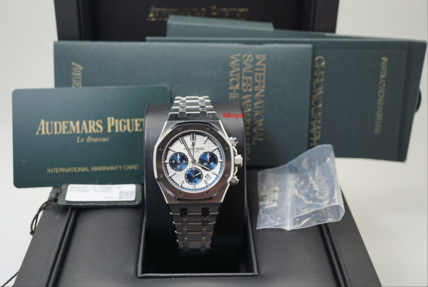 Audemars PIGUET ROYAL OAK CHRONOGRAPH 26315ST BLUE SILVER DIAL 38MM COMPLETE SET