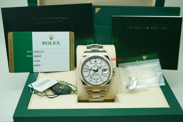 Rolex 326934 SKY-DWELLER STAINLESS STEEL WHITE DIAL 2019 WARRANTY COMPLETE SET