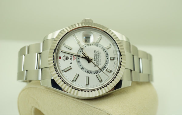 Rolex 326934 SKY-DWELLER STAINLESS STEEL WHITE DIAL 2019 WARRANTY COMPLETE SET