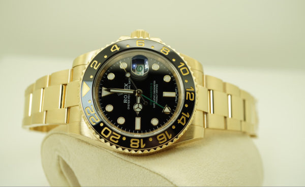 Rolex 116718 18K YELLOW GOLD GMT MASTER II CERAMIC BLACK DIAL 2018 WARRANTY FULL SET