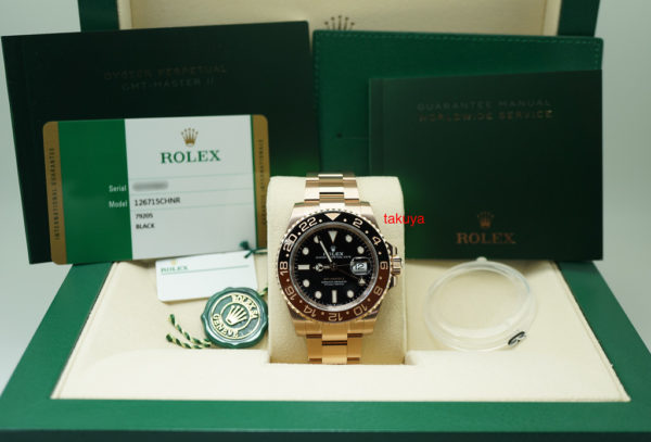 BRAND NEW Rolex 126715CHNR GMT MASTER II 18K ROSE GOLD ROOTBEER CERAMIC 2020 FULL SET