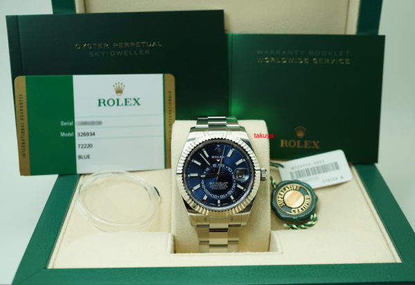 BRAND NEW Rolex 326934 SKY-DWELLER STAINLESS STEEL BLUE DIAL 2019 COMPLETE SET