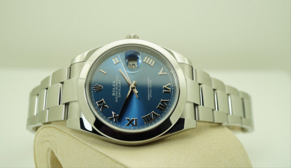 Rolex 126300 DATEJUST 41 AZZURRO BLUE ROMAN DIAL OYSTER 2019 WARRANTY FULL SET