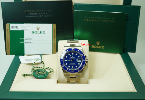 Rolex 116619LB 18K WHITE GOLD SUBMARINER BLUE SMURF 2016 WARRANTY FULL SET