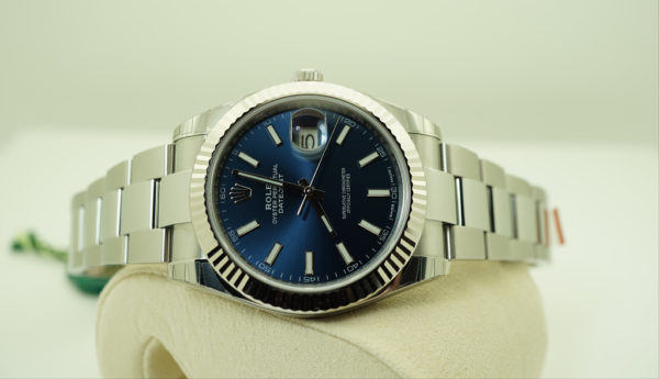 NEW Rolex 126334 DATEJUST 41 FLUTED BEZEL BLUE STICK DIAL OYSTER 2019 FULL SET