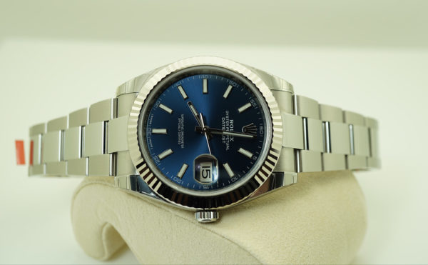 NEW Rolex 126334 DATEJUST 41 FLUTED BEZEL BLUE STICK DIAL OYSTER 2019 FULL SET