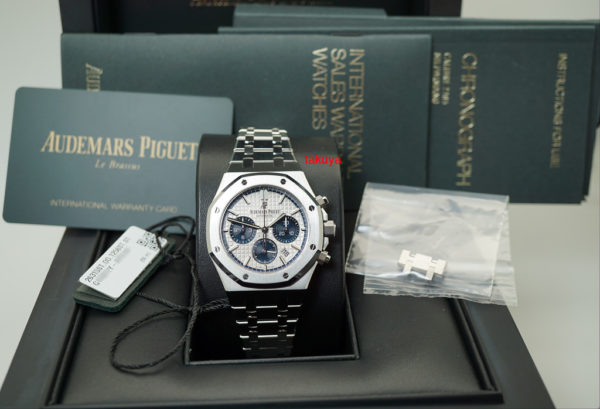Audemars PIGUET ROYAL OAK CHRONOGRAPH 26315ST BLUE SILVER DIAL 2019 COMPLETE SET