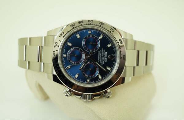 Rolex 116509 DAYTONA 18K WHITE GOLD BLUE DIAL 2019 WARRANTY COMPLETE SET